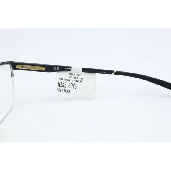 New Authentic Nike 8045-002 Rectangle Black Eyeglasses Demo Lenses 57mm - Picture 4 of 5